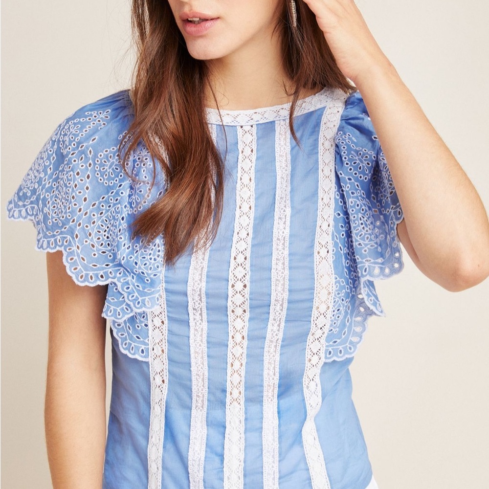 Anthropologie Lennox Flutter Sleeve Blouse